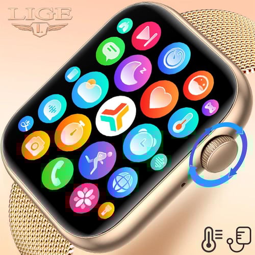 LIGE Body Temperature Smart Watch Women 1.85 Inch Rotary Keys