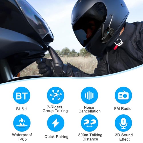 EJEAS 1PC Motorcycle Helmet Intercoms 800m BT Wireless Headset 7