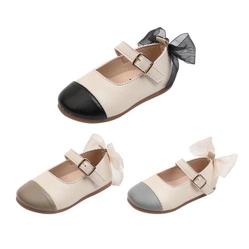 Autumn Children Girls Flower Bowknot Leather Shoes for Infant