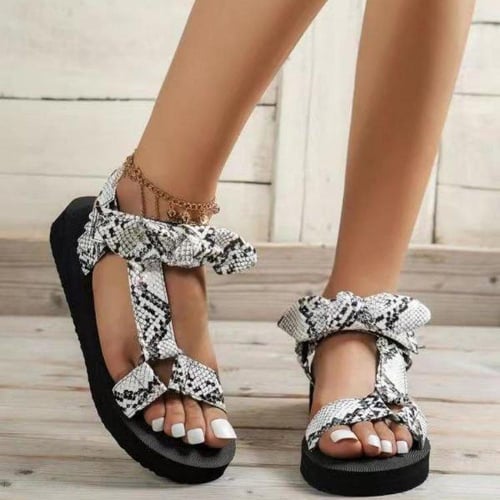 2022 New Type Sponge Bottom Open toe Mesh Bow Shoes Large Velcro