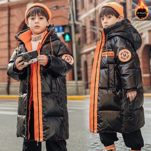 Children s Mid Length down Jacket Fleece Lined Warm Medium and