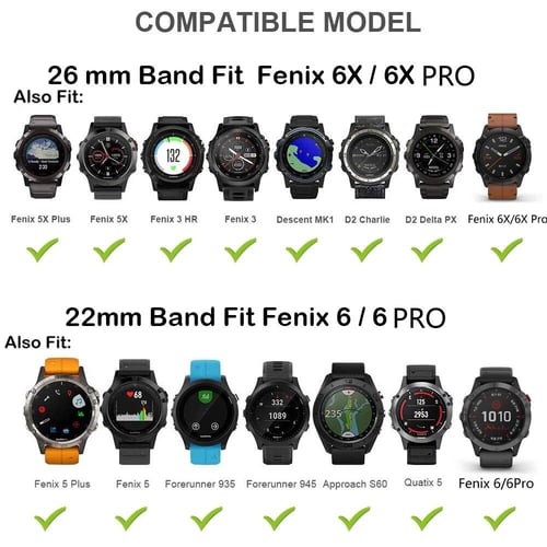 26 20 22mm Silicone Sport Watchband Strap for Garmin Fenix 6X 6 6S
