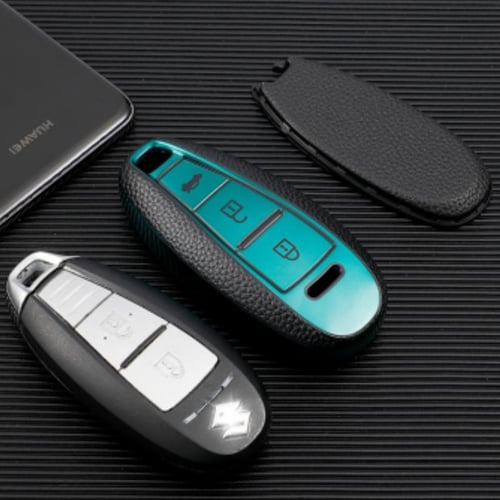Leather TPU Car Smart Key Cover Case Bag For Suzuki Baleno Ertiga