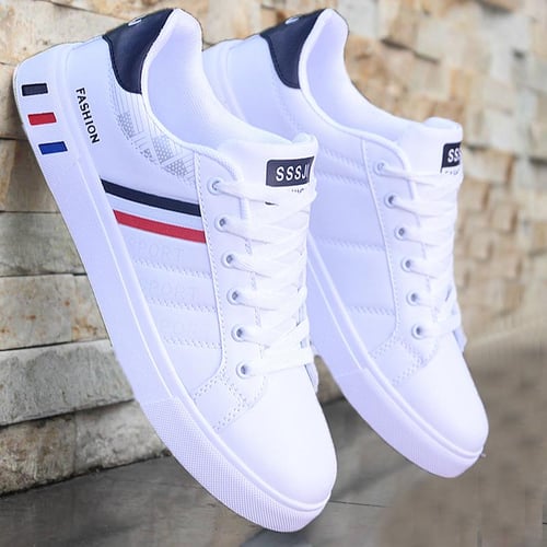 Men White Sneakers Tennis Shoes Comfortable Flat Sport Shoes