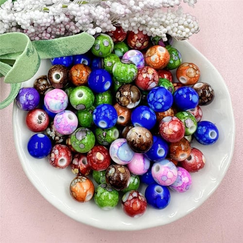 Necklace Making Accessories DIY Colored Acrylic Fashion 50Pcs 8mm