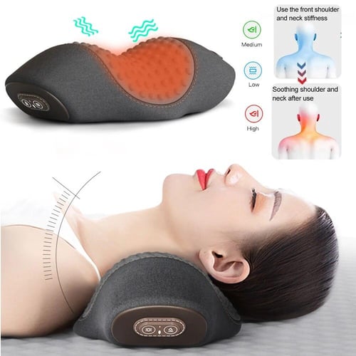 Electric Neck Massager Cervical Pillow Heating Vibration Massage