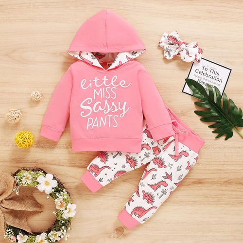 Infant Baby Boys Girls Letter Print Hoodie Tops Dinosaur Pants