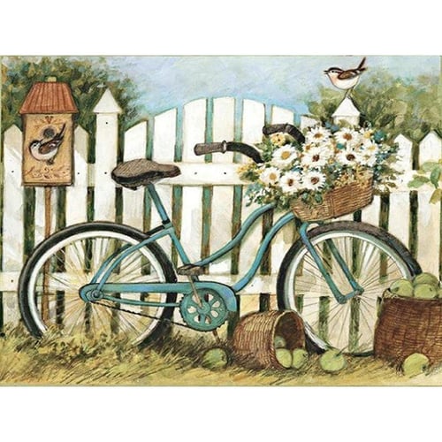 5D DIY Diamond Painting Bicycle Flowers Diamond Embroidery Cross
