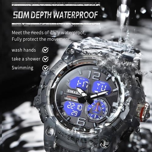 Smael watch water resistant dual top time
