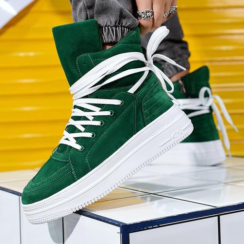 TUINANLE Men High tops Shoes Zipper Lace Up Platform Sneakers Male