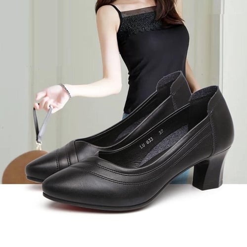 Soft leather hot sale low heel shoes