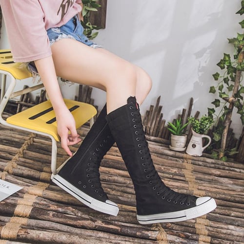 Knee high canvas shoes shop
