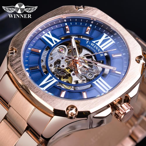 T winner Unique Men Square Mechanical Watches Automatic Stainless