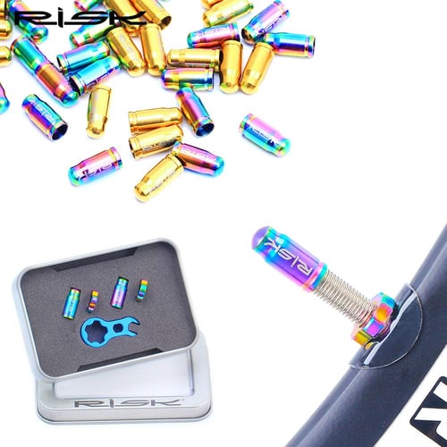 RISK Titanium Bicycle Tire Valve Cap With Nut Wrench Protection