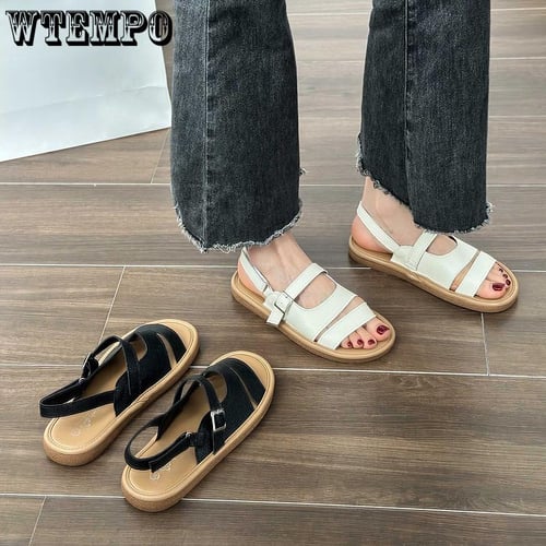 WTEMPO Women Sandals Soft Soles Comfortable Solid Color Breathable