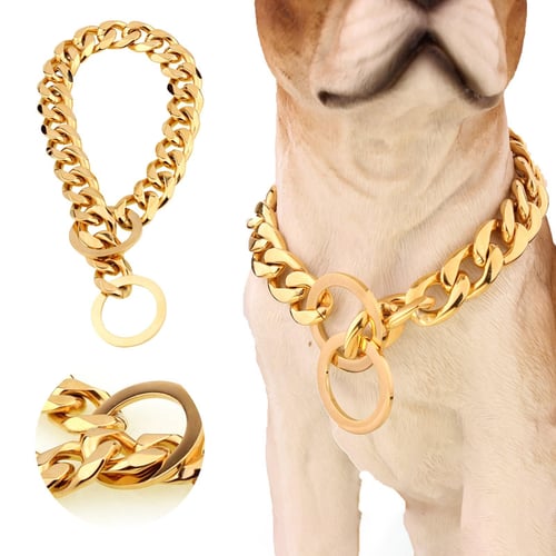 Stainless Steel Golden Pitbull Pet Large Dog Chain Pet Chain