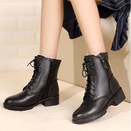Women Ankle Boots Genuine Leather Wool Warm Boots Women Military Winter Shoes for Women Boots buy Women Ankle Boots Genuine Leather Wool Warm Boots