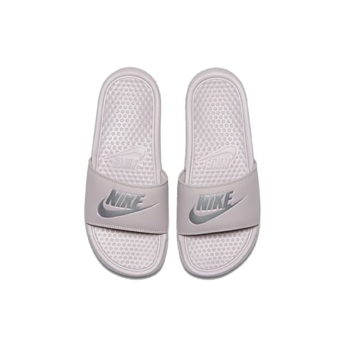Pink and silver nike slides shop