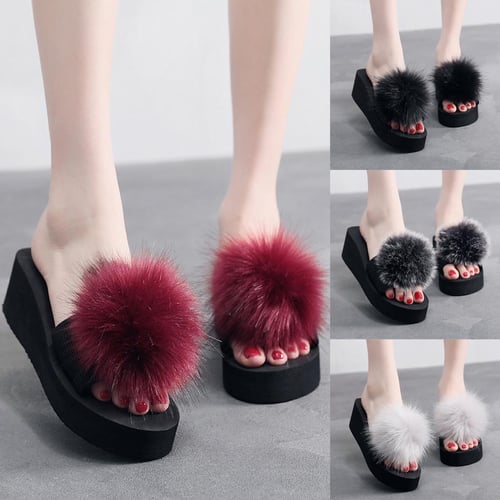Fluffy wedges shoes outlet