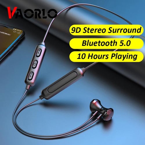 5.0 bluetooth earphone sports neckband magnetic wireless earphones stereo earbuds music metal headphones with mic for all phones on sale