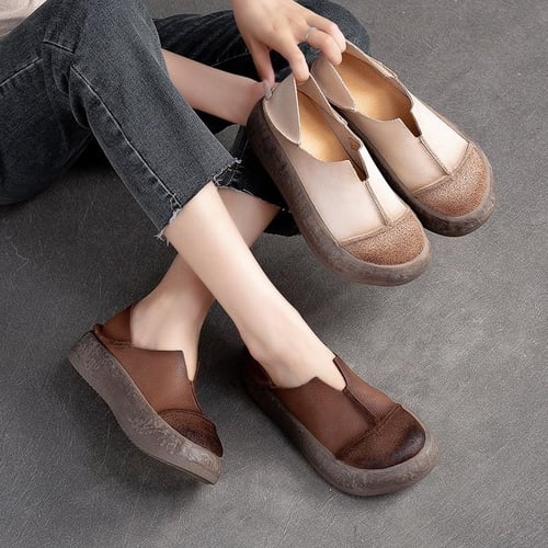 Genuine leather deals flats