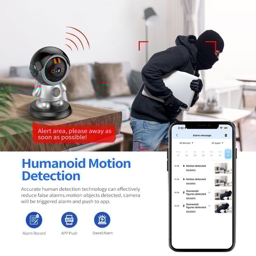 3MP HD Smart Robot Wireless IP Camera Home Security Human Detect