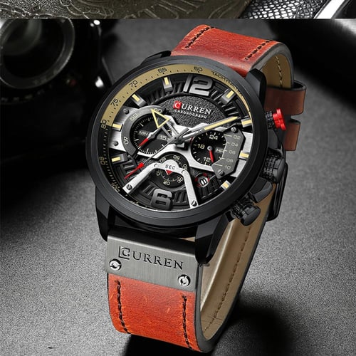 Curren casual sport watches for men blue top brand luxury military leather wrist shop watch man clock fashion chronograph wristwatch