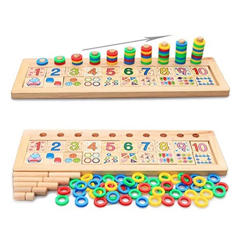 Children wooden montessori materials learning to count numbers 2025 matching digital shape match early education teaching math toys
