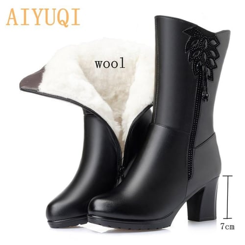 Genuine leather hot sale high heel boots