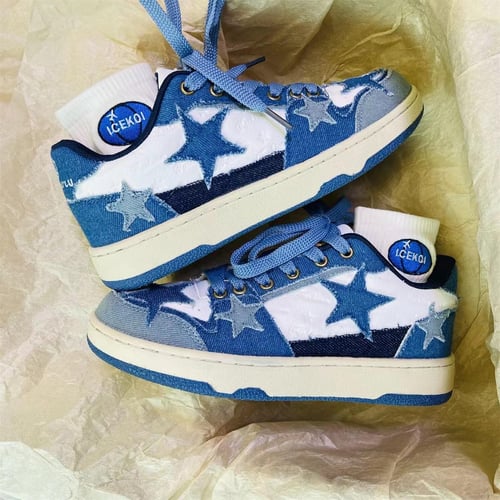 Original Niche Design Washed Denim Canvas Shoes Casual Sneakers
