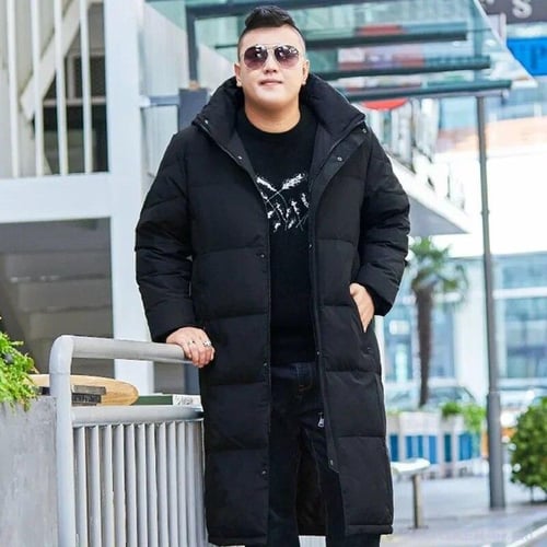 Mens knee length down coat top
