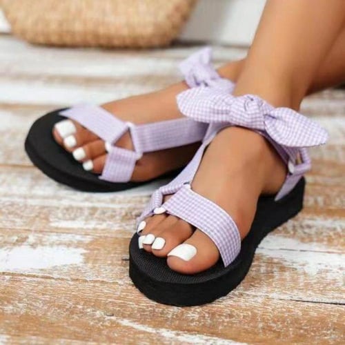 2022 New Type Sponge Bottom Open toe Mesh Bow Shoes Large Velcro