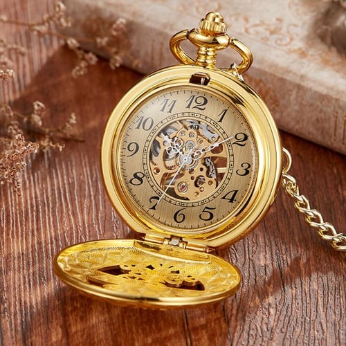 Luxury Mechanical Clock Vintage Man Pocket Watch with Chain