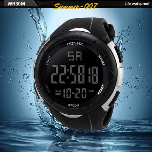 Fashion Waterproof Men LCD Digital Stopwatch Date Sport Wrist