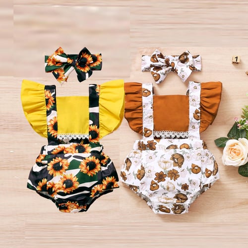 Infant Baby Girls Ruffle Snakeskin Printed Backless Romper