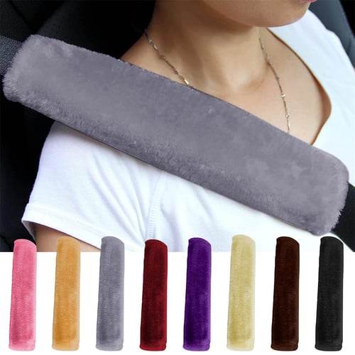 Sagit 2Pack Soft Faux Sheepskin Car Seat Belt Pads Cover Seat Belt