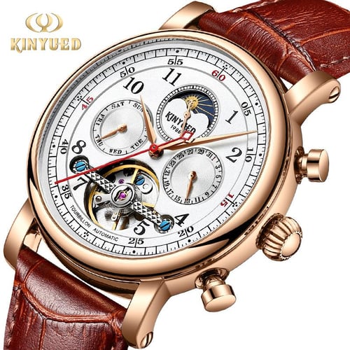 Kinyued skeleton tourbillon mechanical watch hotsell