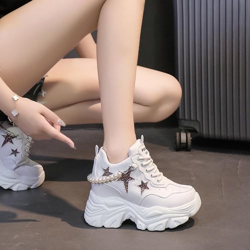 Shiny platform sneakers shop