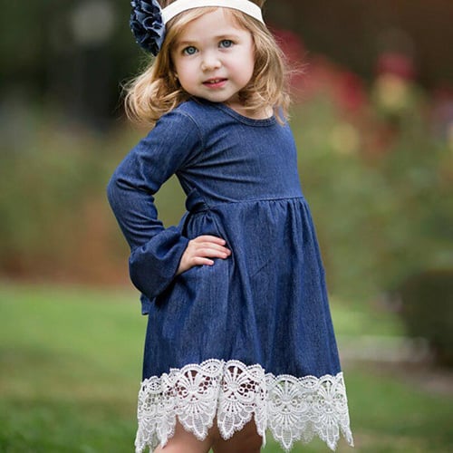 Denim hotsell lace dress
