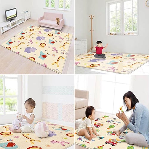 Winderfue Baby Play Mat Foldable Baby Crawling Mat Reversible Baby