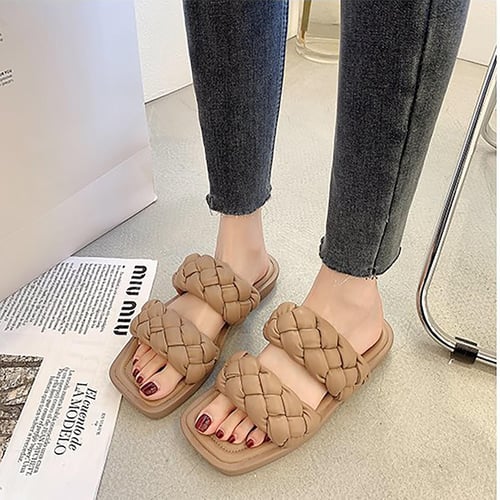 Flat Female Summer New Thick Bottom Sandals Retro One Woven With
