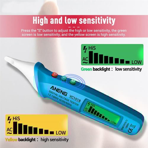 Non contact Digital Voltage Tester 12V 1000V Multifunctional