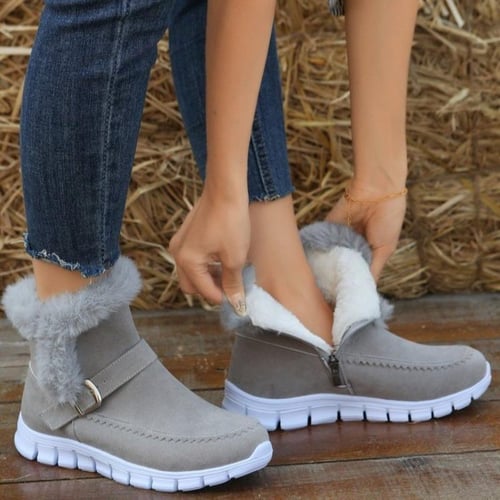 Winter New Snow Shoes Solid Color Short Boots Plus Cashmere Warm