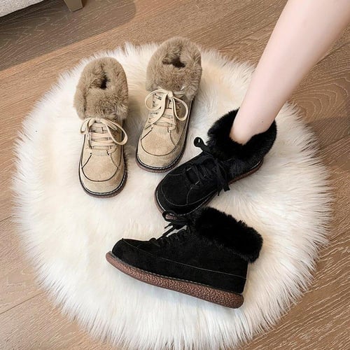 Snow Boots Women s Winter Plush Warm Cotton Shoes Versatile Lace