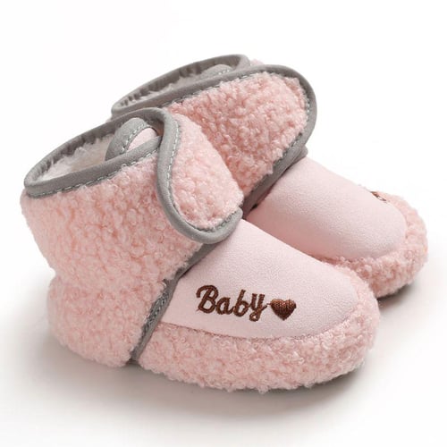 Baby Toddler Shoes Babies Winter Warm Booties Faux Fleece Anti