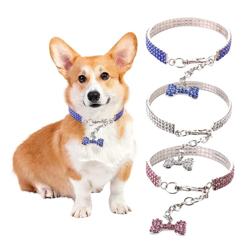 Sagit Mini Pet Dog Bling Rhinestone Collars Fancy Necklace For