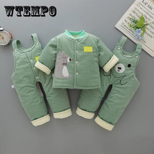 Baby Winter Coat Suit Plus Velvet Thickening Newborn Baby Clothes