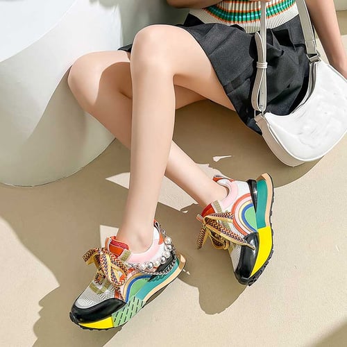 Iridescent platform sneakers store
