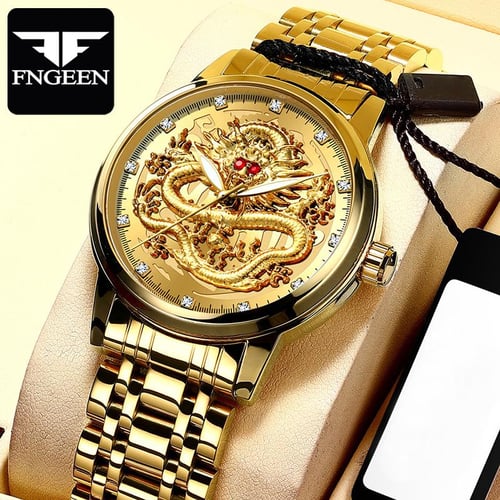 Golden luxury discount waterproof fashion watch