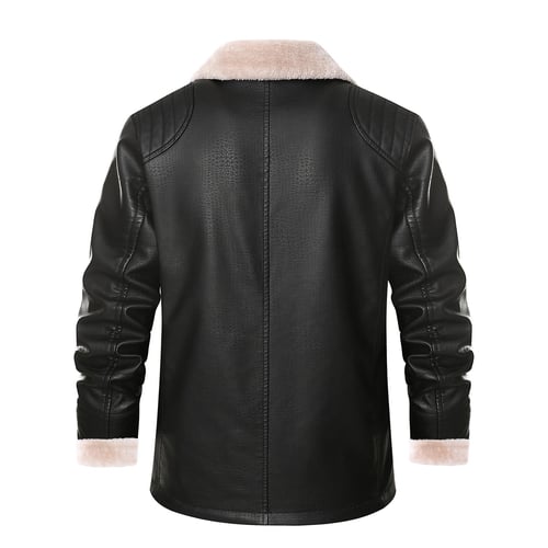 Lapel velvet long sleeve leather jacket mens sale